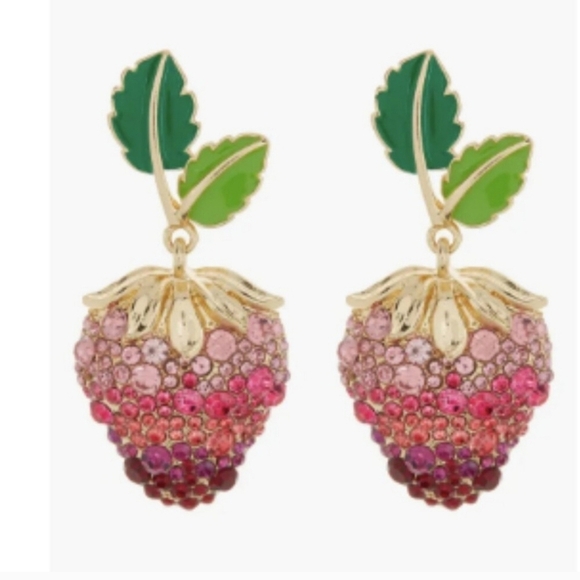 🔹️Baublebar🔹 Strawberry Berry Sweet Ripe for Picking Statement Dangle Earrings - Picture 2 of 2